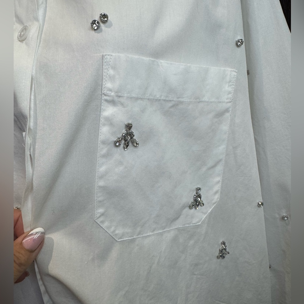 Zara White Blouse with Silver Embellishments - Picture 4 of 16